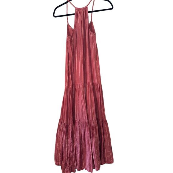 FRYE X Anthropologie 100% Cotton tieired halter dress XS Boho cottagecore - Picture 2 of 9